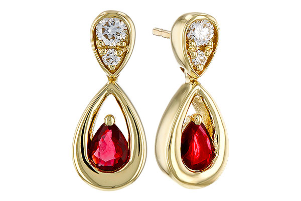 A320-67042: EARRINGS .40 RUBY .52 TGW (4x3 RUBY)