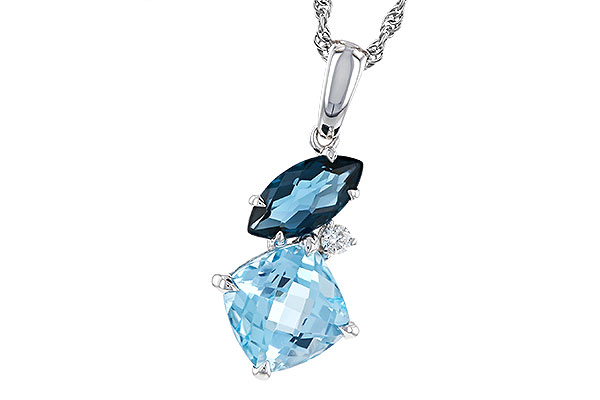 C320-67915: NECKLACE 2.37 TW BLUE TOPAZ 2.40 TGW