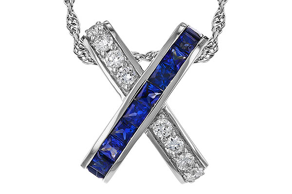 D320-72487: NECKLACE .60 TW SAPPHIRE .77 TGW
