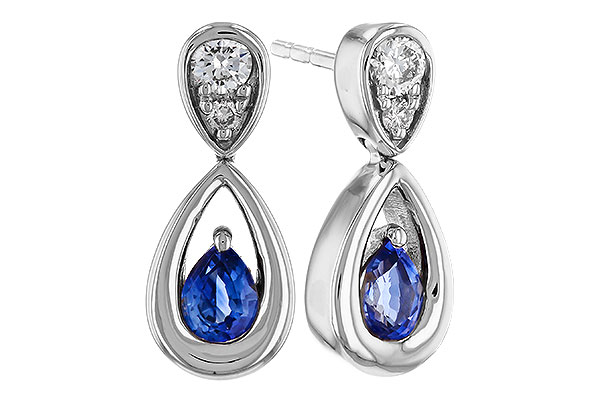 F320-67042: EARRINGS .42 SAPPHIRE .54 TGW (4x3 SAPP)