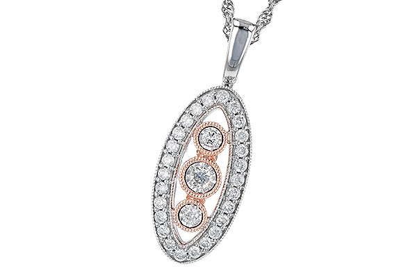 G318-88905: NECKLACE .34 TW (B318-83442 IN WHITE WITH ROSE BEZELS)